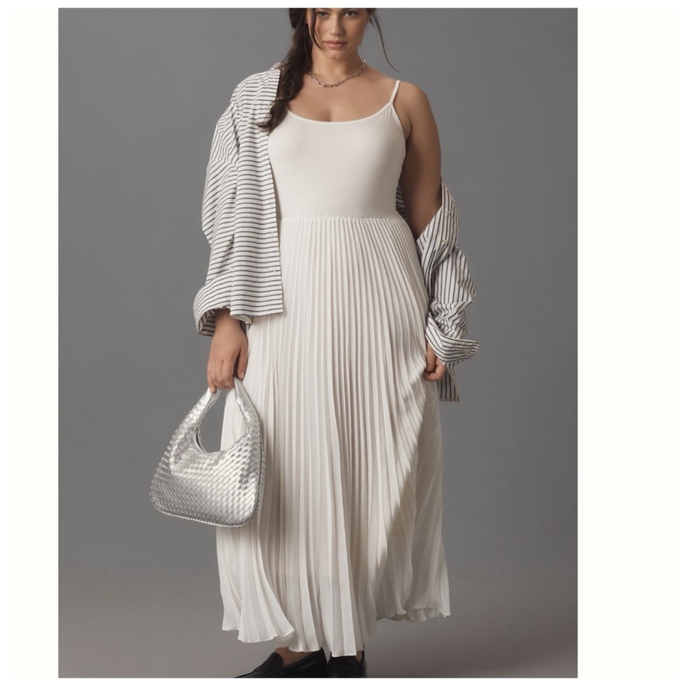 NWT Anthropologie Twofer Shirt Pleated Pull Over  DRESS ONLY, L Petite